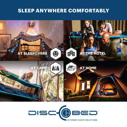 Disc-O-Bed Youth Double Cot Kid-O-Bunk w/ 200 Pound Capacity & Carry Bags, Navy - 413463