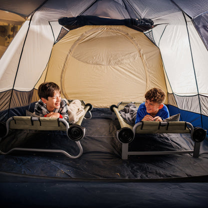 Disc-O-Bed Youth Double Cot Kid-O-Bunk w/ 200 Pound Capacity & Carry Bags, Tan - 413464