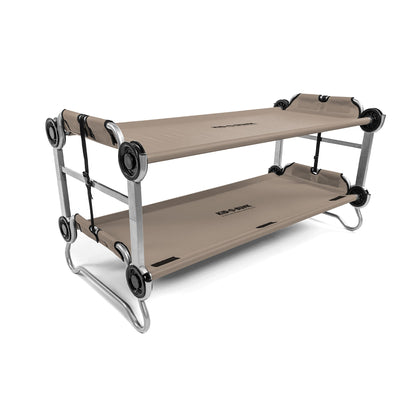 Disc-O-Bed Youth Double Cot Kid-O-Bunk w/ 200 Pound Capacity & Carry Bags, Tan - 413464
