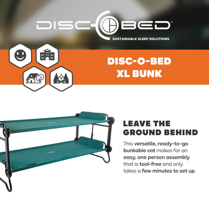 Disc-O-Bed Extra Large Outdoor Convertible 2 Person Portable Camping Cots, Green - 413480