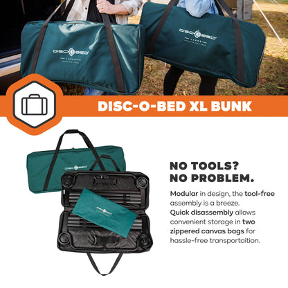 Disc-O-Bed Extra Large Outdoor Convertible 2 Person Portable Camping Cots, Green - 413480