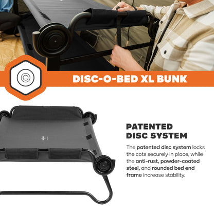 Disc-O-Bed Extra Large Outdoor Convertible 2 Person Portable Camping Cots, Black - 413481