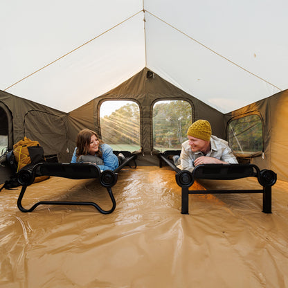 Disc-O-Bed Extra Large Outdoor Convertible 2 Person Portable Camping Cots, Black - 413481