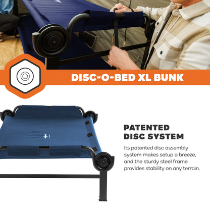Disc-O-Bed Extra Large Outdoor Convertible 2 Person Portable Camping Cots, Navy - 413483