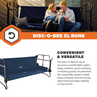 Disc-O-Bed Extra Large Outdoor Convertible 2 Person Portable Camping Cots, Navy - 413483