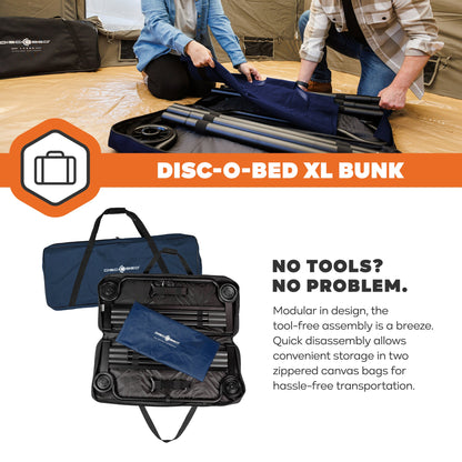 Disc-O-Bed Extra Large Outdoor Convertible 2 Person Portable Camping Cots, Navy - 413483