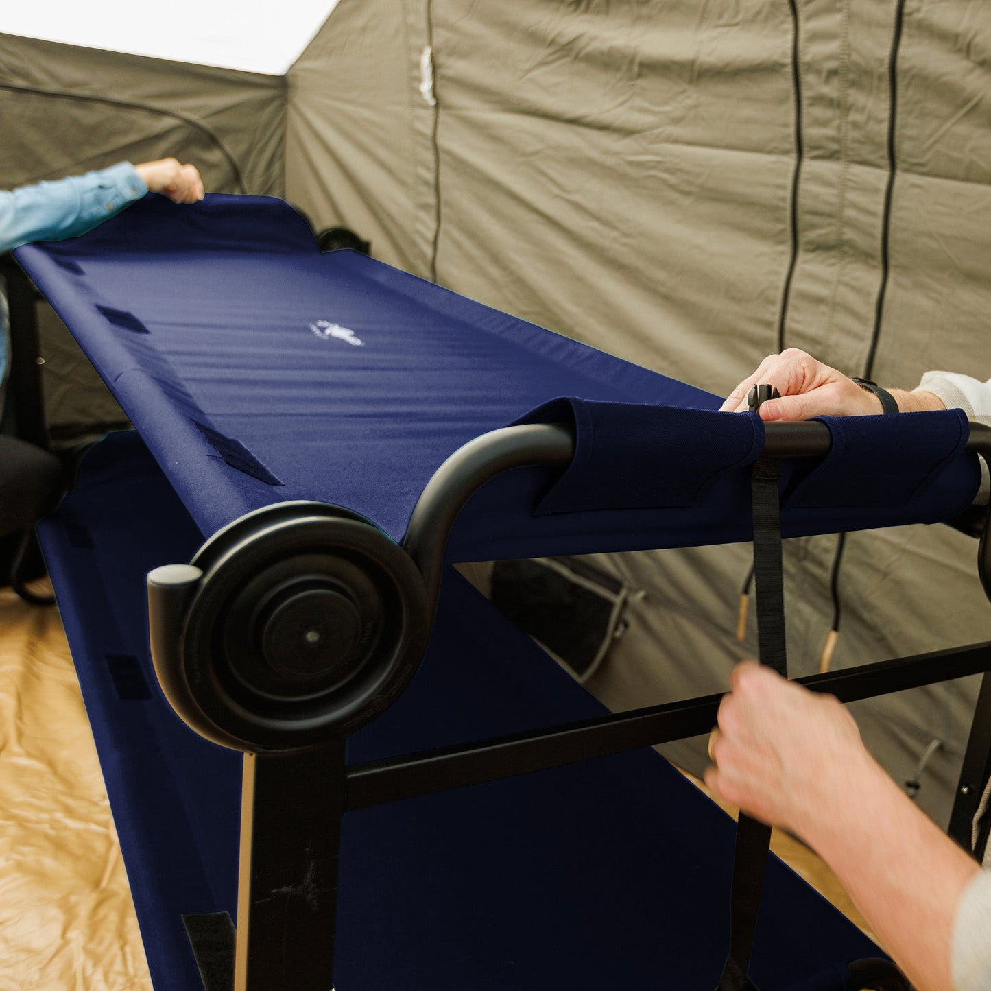 Disc-O-Bed Extra Large Outdoor Convertible 2 Person Portable Camping Cots, Navy - 413483