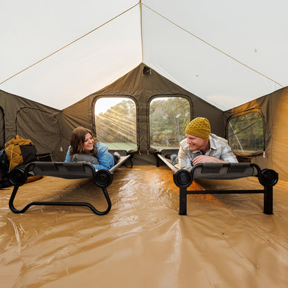 Disc-O-Bed Extra Large Outdoor Convertible 2 Person Portable Camping Cots, Tan - 413484