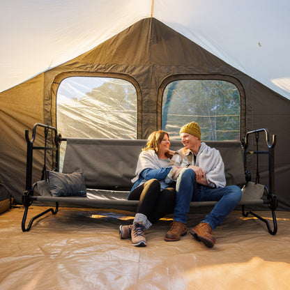 Disc-O-Bed Extra Large Outdoor Convertible 2 Person Portable Camping Cots, Tan - 413484