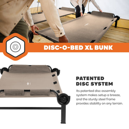 Disc-O-Bed Extra Large Outdoor Convertible 2 Person Portable Camping Cots, Tan - 413484
