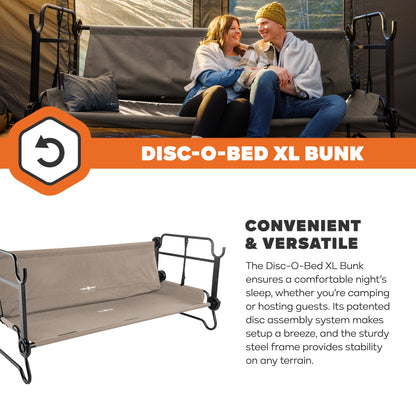 Disc-O-Bed Extra Large Outdoor Convertible 2 Person Portable Camping Cots, Tan - 413484