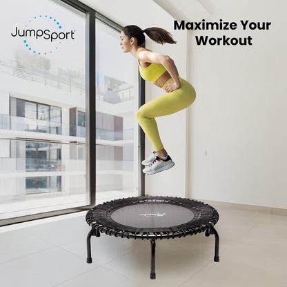 Disc-O-Bed JumpSport 550 Workout Rebounder for Adults, 44" | PRO CE | Mini Exercise Fitness Trampoline Jumper with Cables | Black - 414166