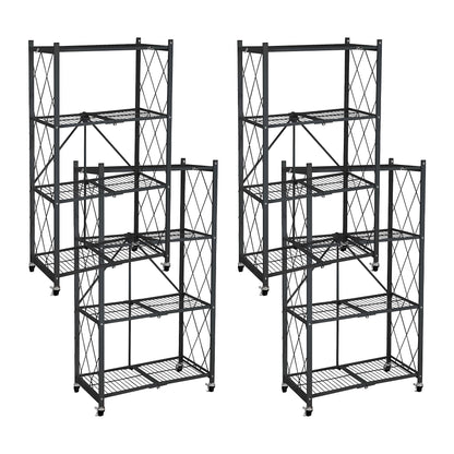 Origami 4 Pack 4 Tier Folding Garage Shelves Heavy Duty Shelving with Wheels - 415228