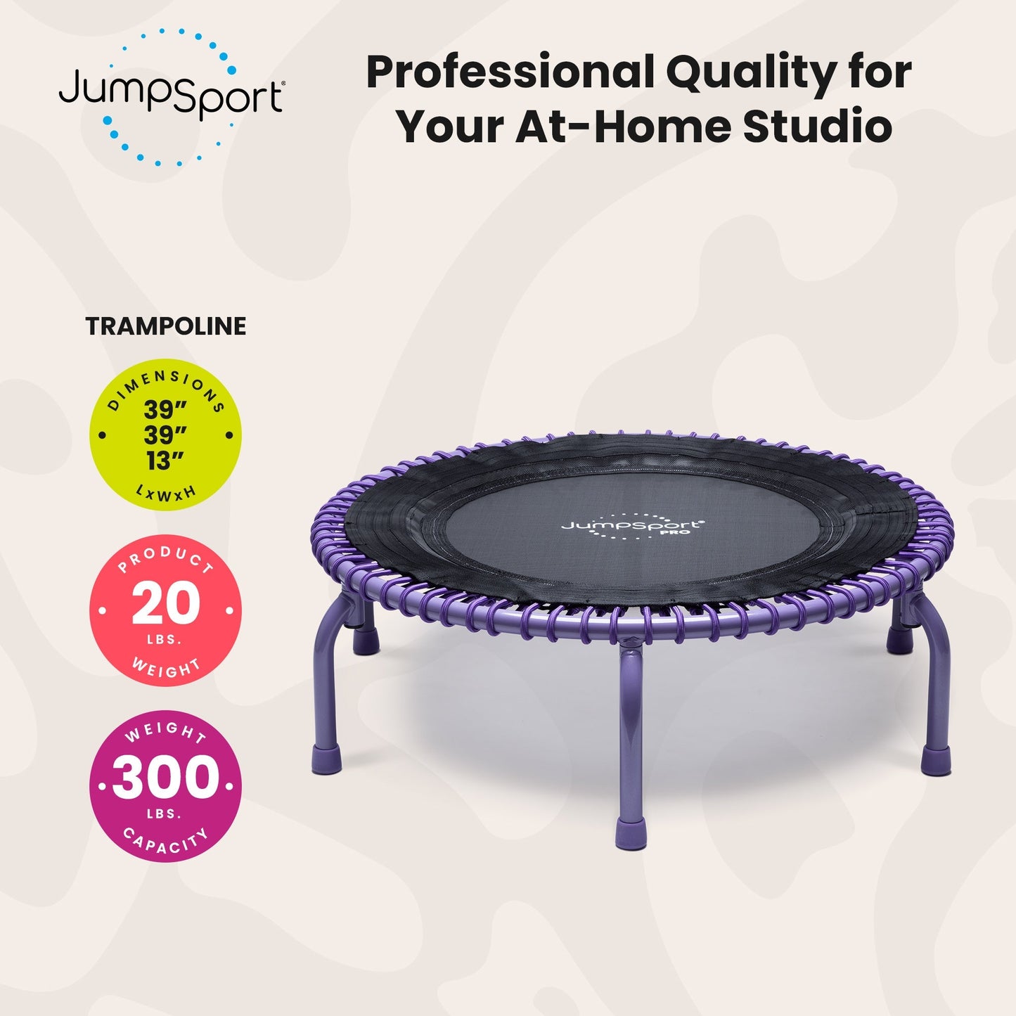 Disc-O-BedJumpSport 350 PRO Fitness Trampoline, Cardio Workout Equipment, 39 Inch, Inspire - 415470