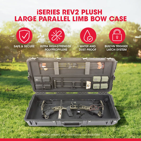 SKB Hard Large Plush Storage Case Archery Bow Parallel Limb iSeries REV2, Black - 417055