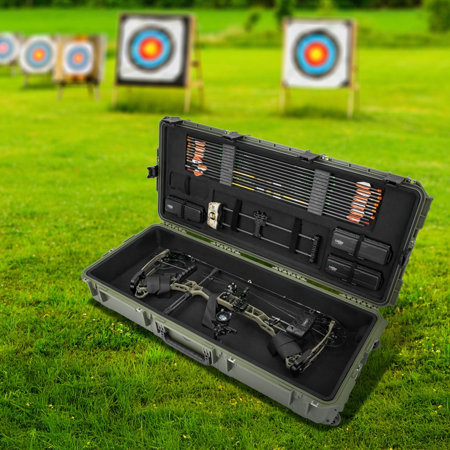 SKB Hard Large Plush Storage Case Archery Bow Parallel Limb iSeries REV2, Green - 417056