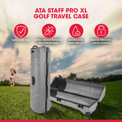 SKB Cases ATA Staff Pro XL Hard Plastic Storage Wheeled Golf Travel Case, Grey - 417058