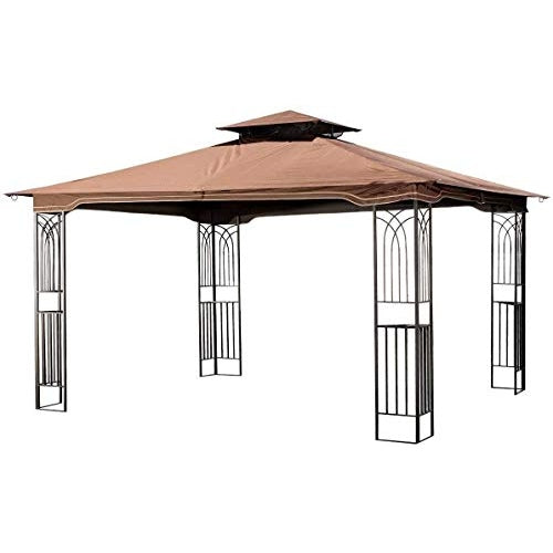 Sunjoy Regency 10x12 Gazebo with Mosquito Netting, Plant Rings, Corner Shelves, Center Hook - B08BX9MJ93