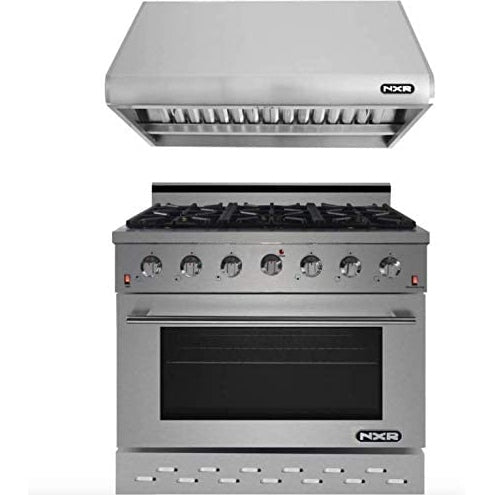 NXR 36 in. Natural Gas Range and Under Cabinet Range Hood Package, - SC3611RHBD