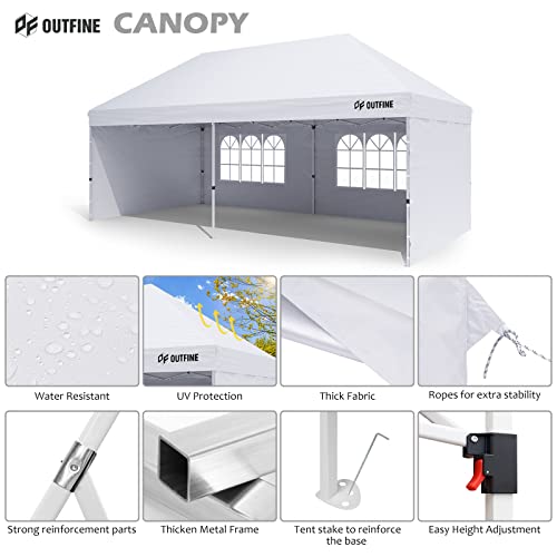 Outfine Canopy 10'x20' Pop Up Canopy Gazebo Commercial Tent with 4 Removable Sidewalls, Stakes X12, Ropes X6 for Patio Outdoor Party Events - B0B6VG1F73