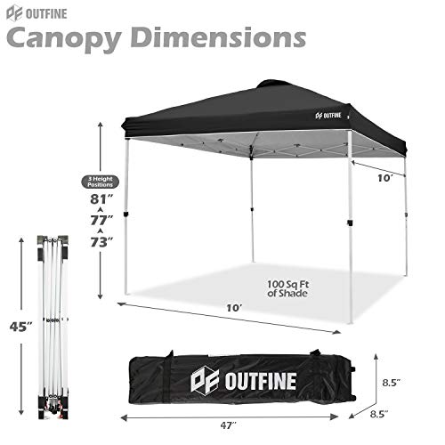 Outfine Pop-Up Canopy 10x10 Patio Tent Instant Gazebo Canopy with Wheeled Bag, Canopy Sandbags X4,tent Stakesx8 Black, 10 * 10ft - B08SQV5Y68