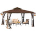 Sunjoy Regency 10x12 Gazebo with Mosquito Netting, Plant Rings, Corner Shelves, Center Hook - B08BX9MJ93