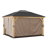 Sunjoy Universal Curtains and Mosquito Netting for 11 × 13 ft. Wood Gazebos, Khaki - B08M2K9YTN