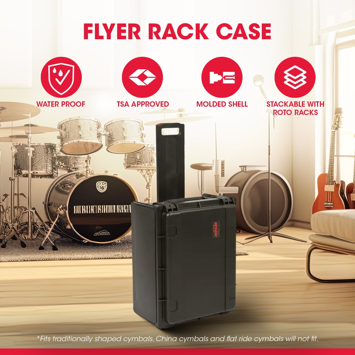SKB Studio Flyer Rack Case 4U, Durable Injected Molded Mobile Studio Case, Black - 420623