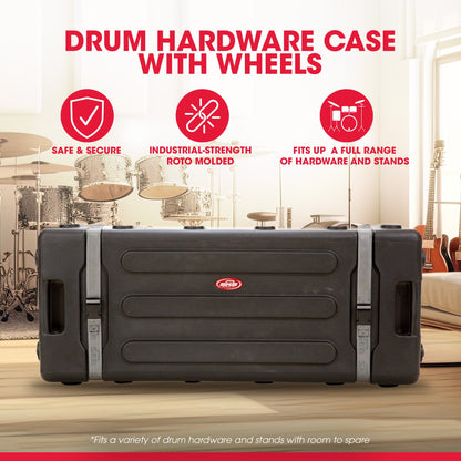 SKB Drum Hardware Case with Wheels, Durable Polyethylene Mobile Storage, Black - 420620