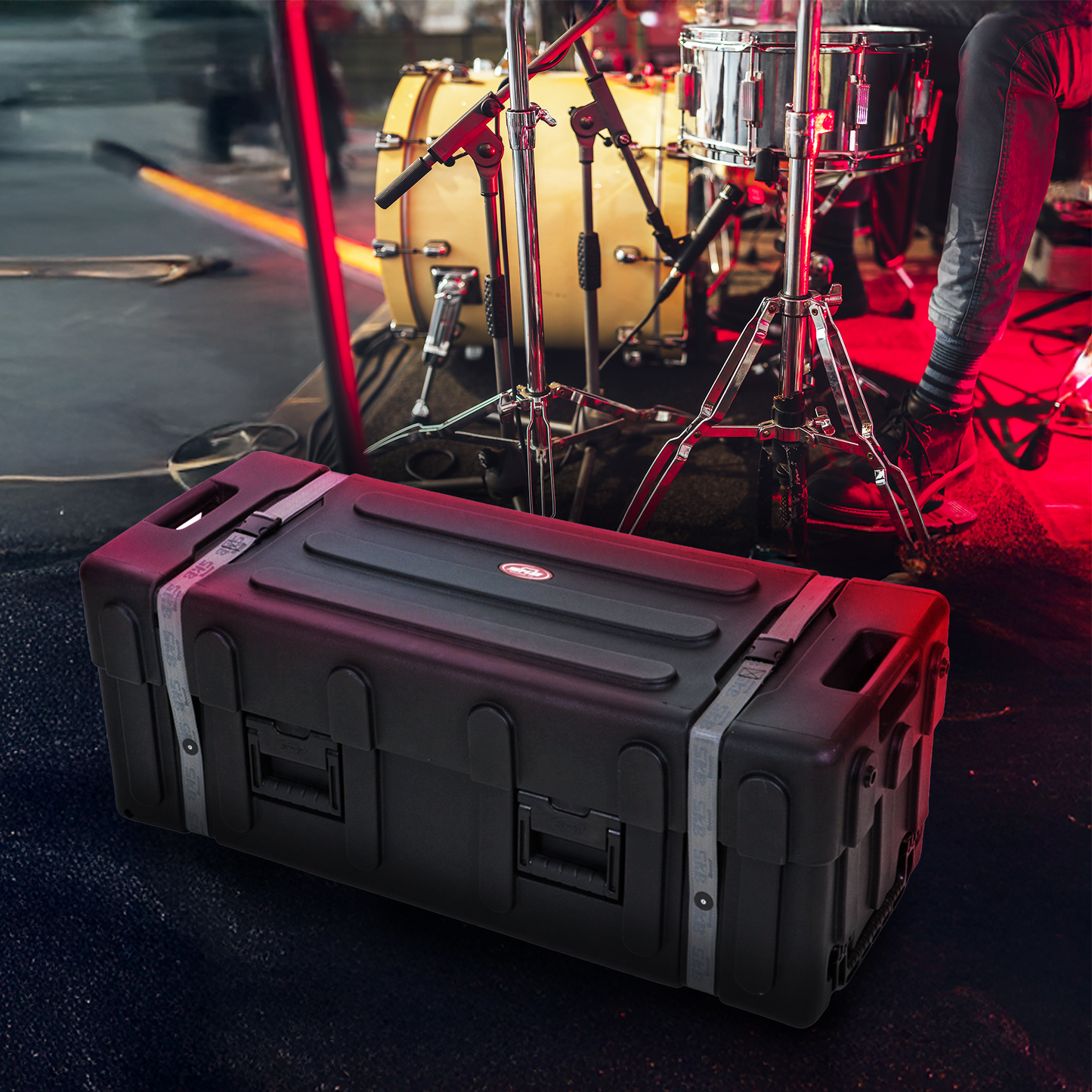 SKB Drum Hardware Case with Wheels, Durable Polyethylene Mobile Storage, Black - 420620