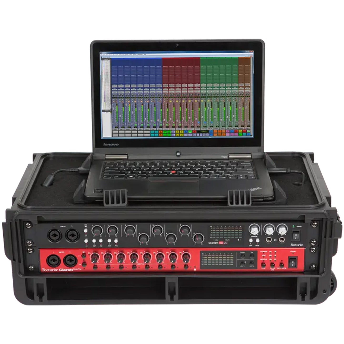 SKB 2U Studio Flyer Carry-on Rack Case with Laptop Surface, Waterproof, Black - 420622