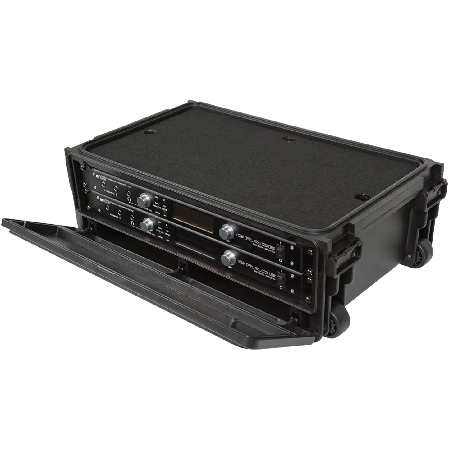 SKB 2U Studio Flyer Carry-on Rack Case with Laptop Surface, Waterproof, Black - 420622
