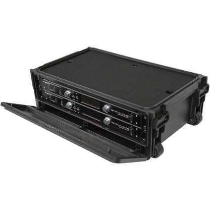 SKB 2U Studio Flyer Carry-on Rack Case with Laptop Surface, Waterproof, Black - 420622