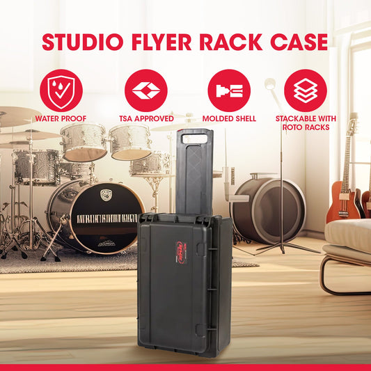 SKB 2U Studio Flyer Carry-on Rack Case with Laptop Surface, Waterproof, Black - 420622