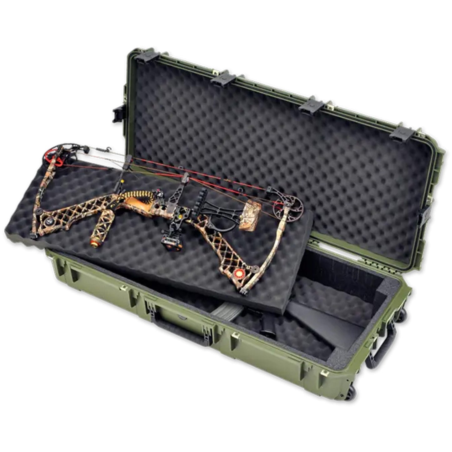 SKB Cases Waterproof Double Bow/Short Rifle Case Durable Protection, Olive Green - 420639