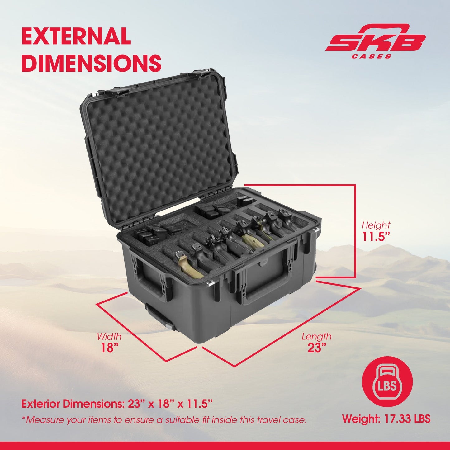 SKB Multi Hand Gun Case, 8 Gun Capacity, Custom Foam Interior, Waterproof, Black - 420646