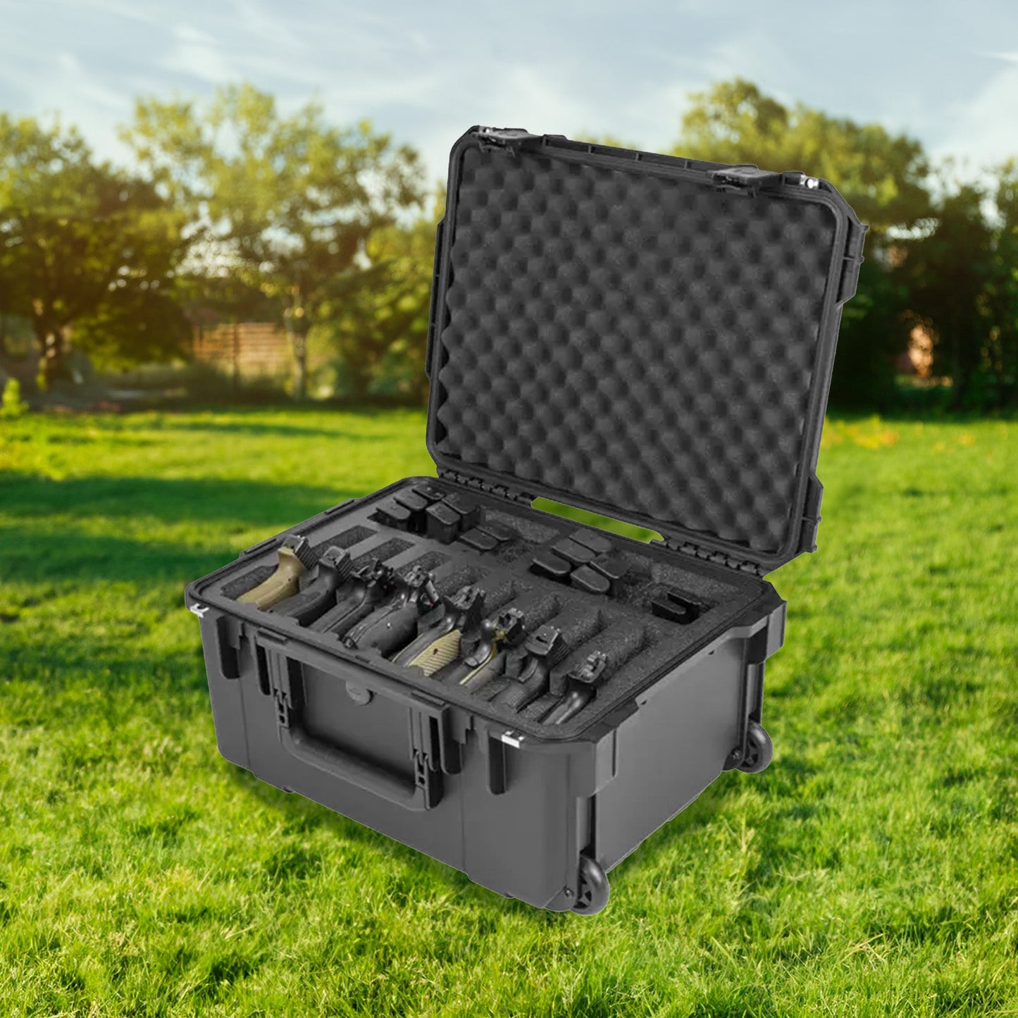 SKB Multi Hand Gun Case, 8 Gun Capacity, Custom Foam Interior, Waterproof, Black - 420646