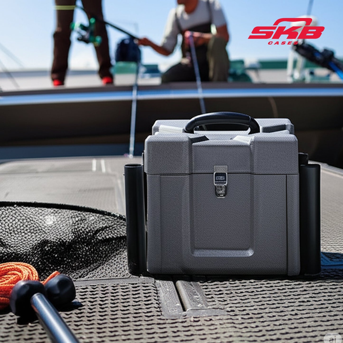 SKB Medium Tackle Box, 4 Drawers with Dividers and 2 Soft Exterior Pockets, Gray - 420647
