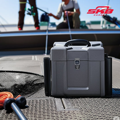 SKB Medium Tackle Box, 4 Drawers with Dividers and 2 Soft Exterior Pockets, Gray - 420647