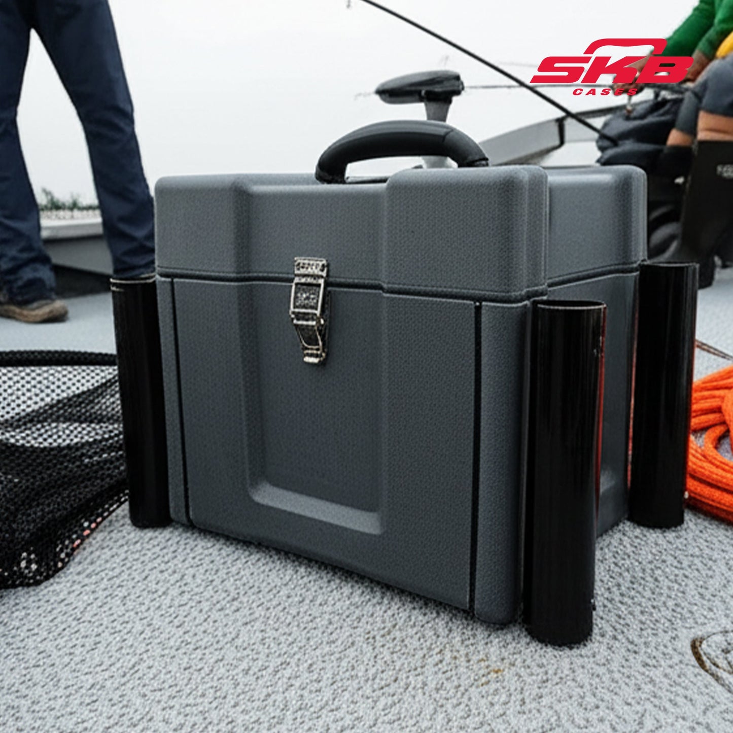 SKB Medium Tackle Box, 4 Drawers with Dividers and 2 Soft Exterior Pockets, Gray - 420647
