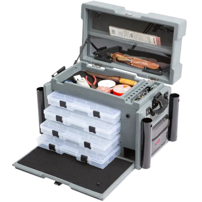 SKB Large Tackle Box, 4 Drawers with Dividers and 2 Soft Exterior Pockets, Gray - 420649