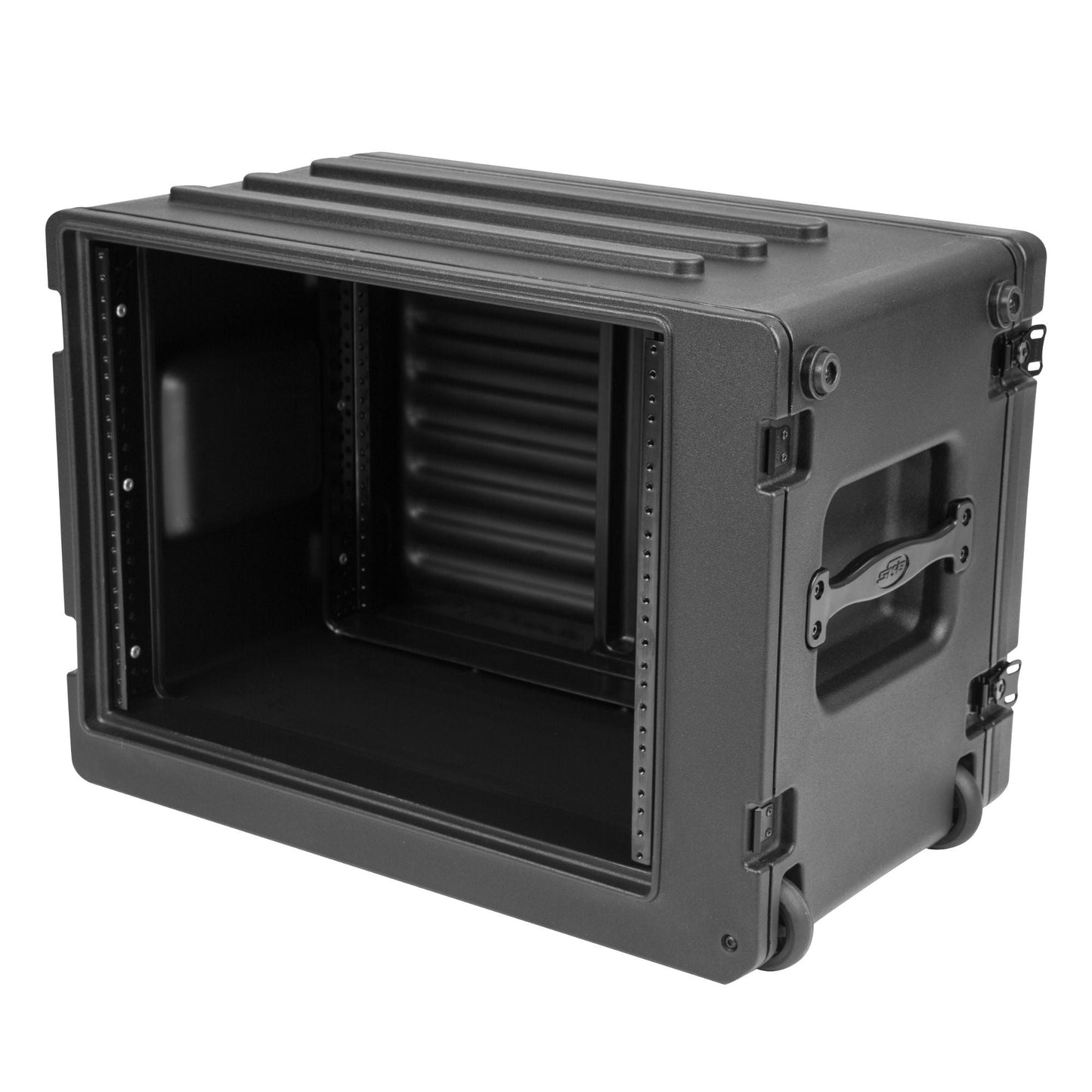 SKB 8U rSeries Shallow Rolling Rack with Integrated Back Wheels and Pull Handle - 420936