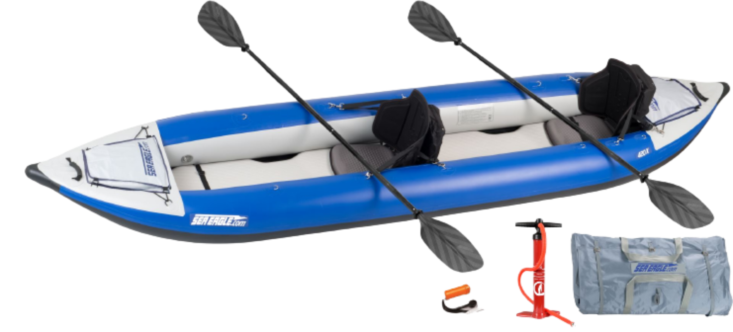 Sea Eagle 420X Explorer Inflatable Kayak Pro Package Blue Gray New - 420XK_P