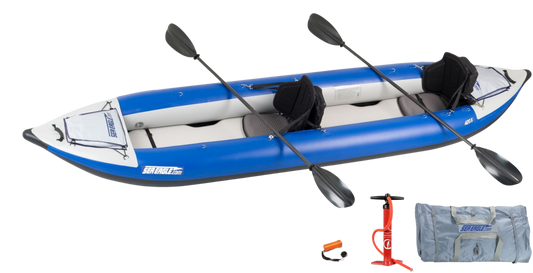 Sea Eagle 420X Explorer Inflatable Kayak Deluxe Package Blue Gray New - 420XK_D