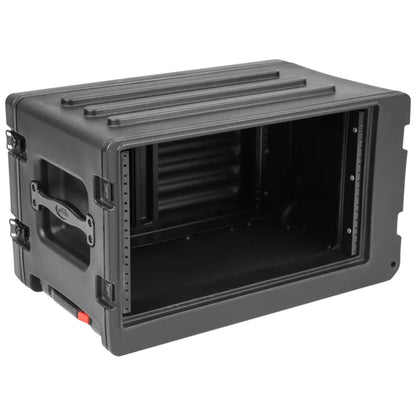 SKB 6U rSeries Shallow Rolling Rack with Integrated Back Wheels and Pull Handle - 421595