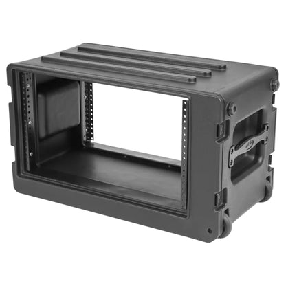 SKB 6U rSeries Shallow Rolling Rack with Integrated Back Wheels and Pull Handle - 421595