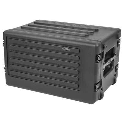 SKB 6U rSeries Shallow Rolling Rack with Integrated Back Wheels and Pull Handle - 421595