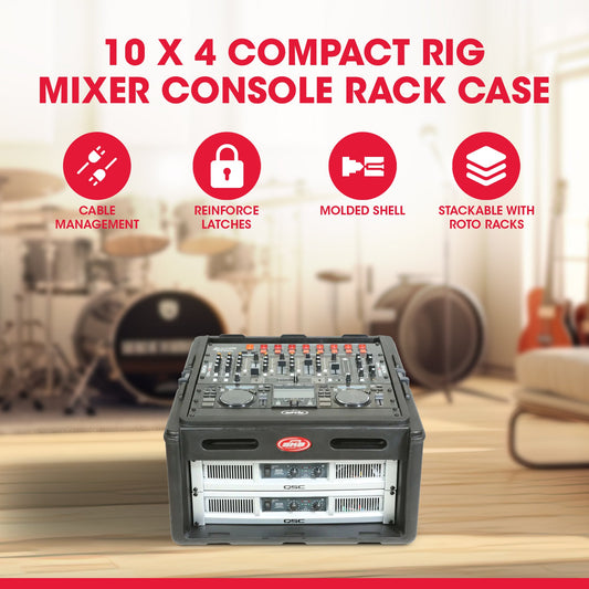 SKB Roto Rack/Mixer Console, 10U Slanted Rackmount on top, 4U Rackmount in Front - 422004