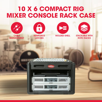 SKB Roto Rack/Mixer Console, 10U Slanted Rackmount on top, 6U Rackmount in Front - 422005