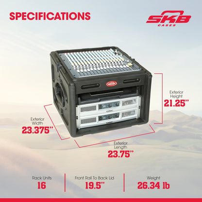SKB Roto Rack/Mixer Console, 10U Slanted Rackmount on top, 6U Rackmount in Front - 422005